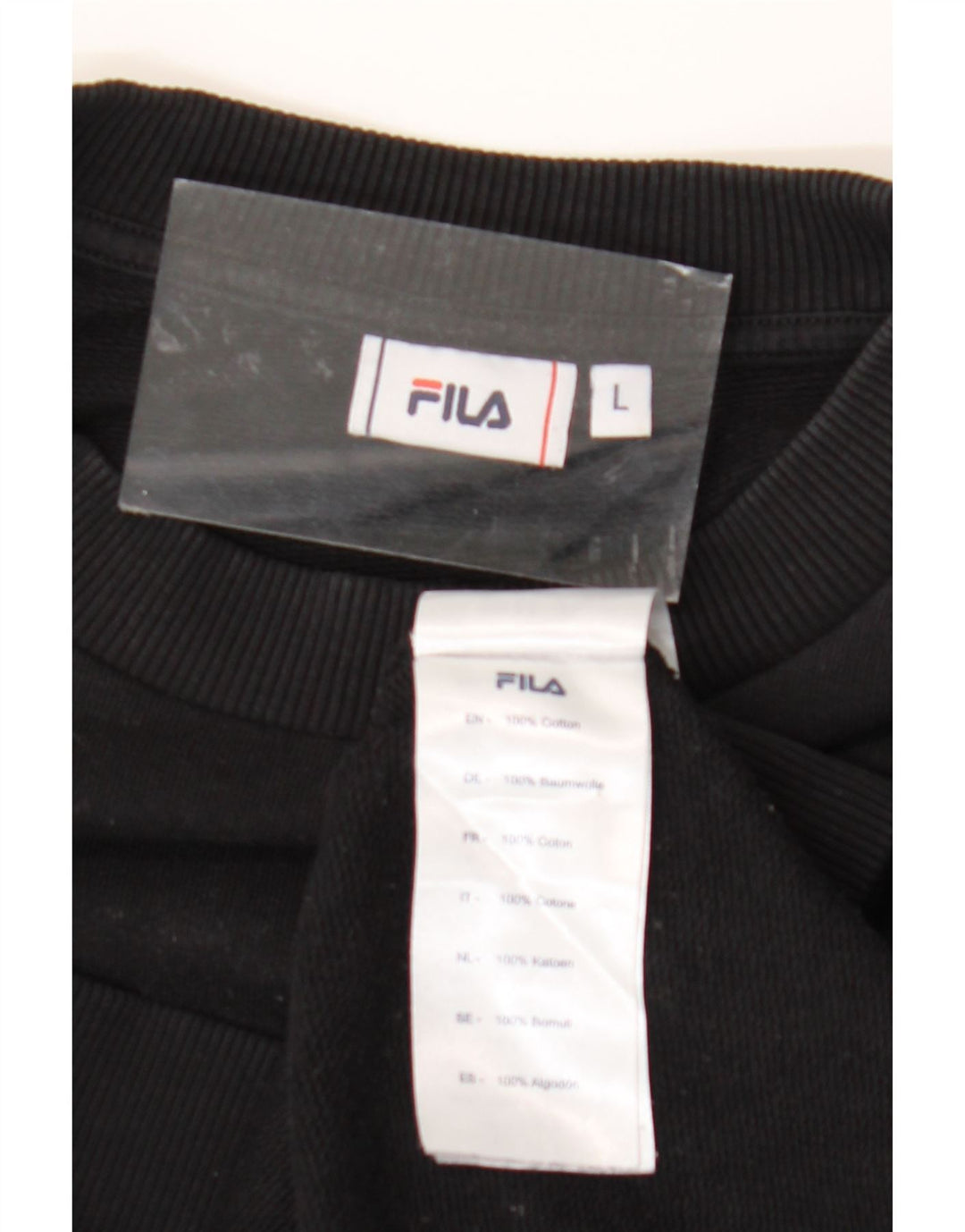 FILA moletom gráfico feminino jumper UK 16 grande algodão preto