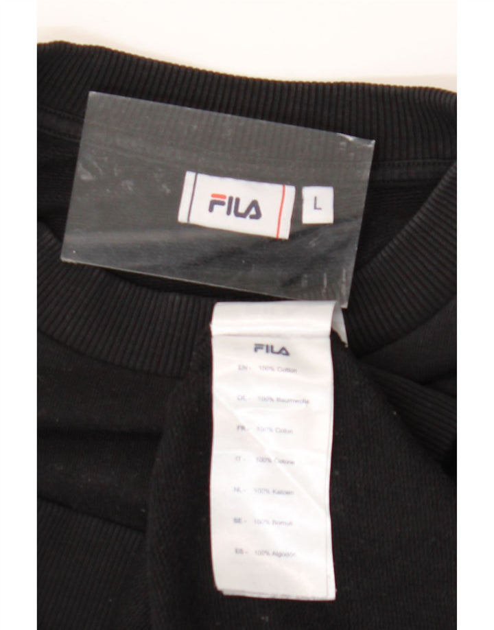 FILA moletom gráfico feminino jumper UK 16 grande algodão preto