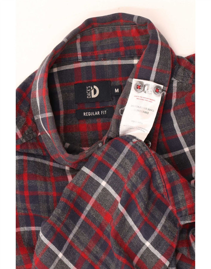 Camisa masculina de flanela de ajuste regular da Dack, algodão xadrez vermelho médio