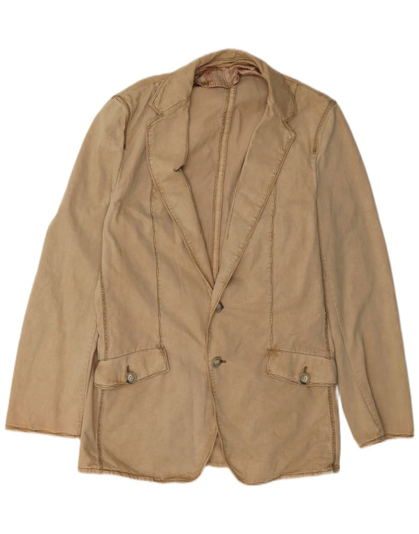 Hugo Boss Mens Jaqueta Blazer de 2 Botões EU 48 Algodão Bege Médio