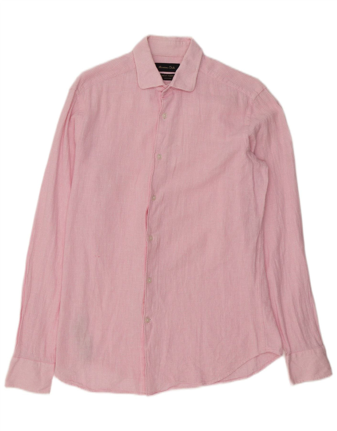 Camisa masculina Massimo Dutti pequena xadrez rosa algodão
