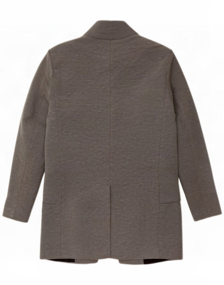 Zara Mens Open Overcoat UK 36 Small Grey Poliéster