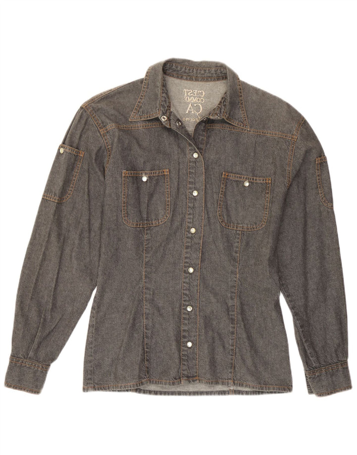 Camisa jeans feminina C'EST COMMECA Reino Unido 16 grande cinza