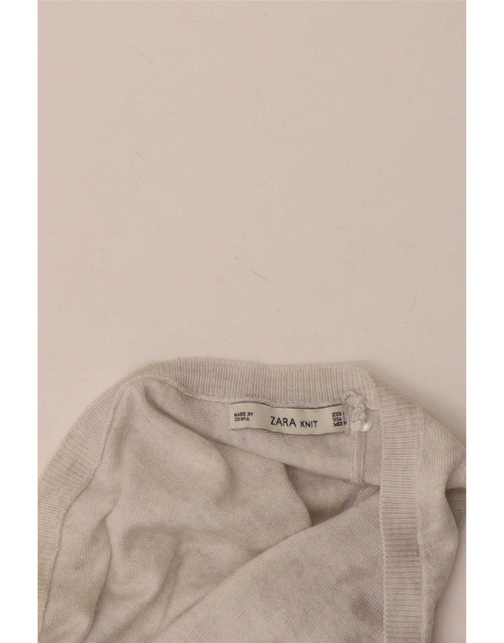 Suéter feminino Zara com decote em V Reino Unido 16 grande cinza