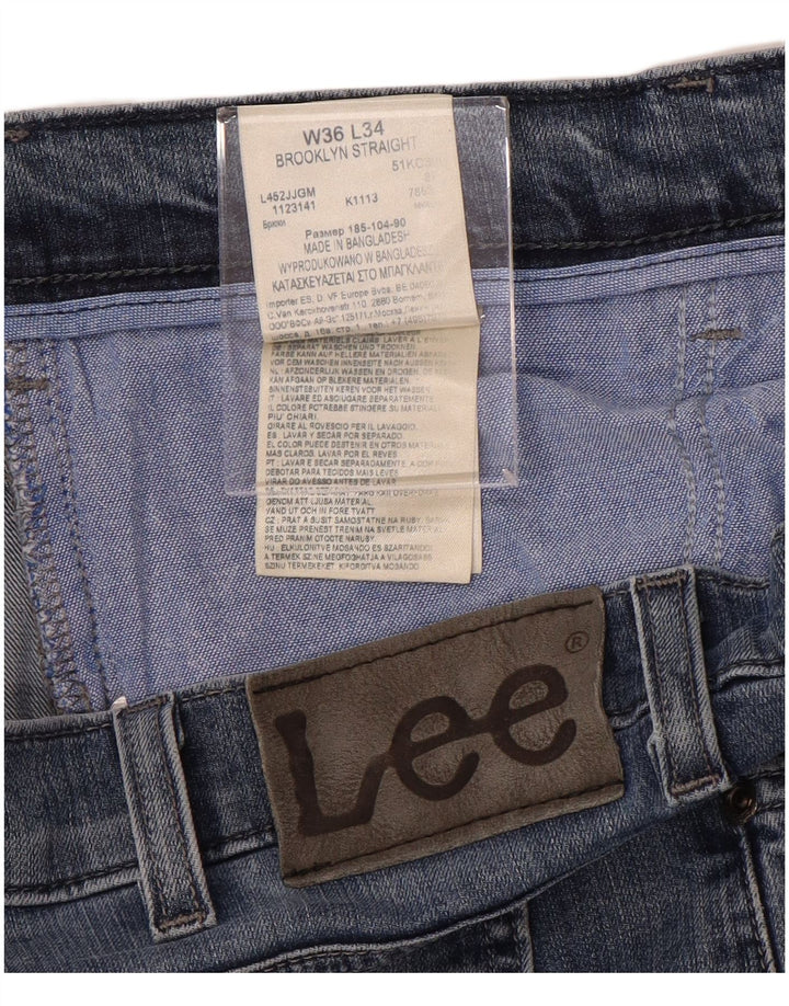 LEE Masculino Brooklyn Straight Jeans W36 L29 Azul Algodão