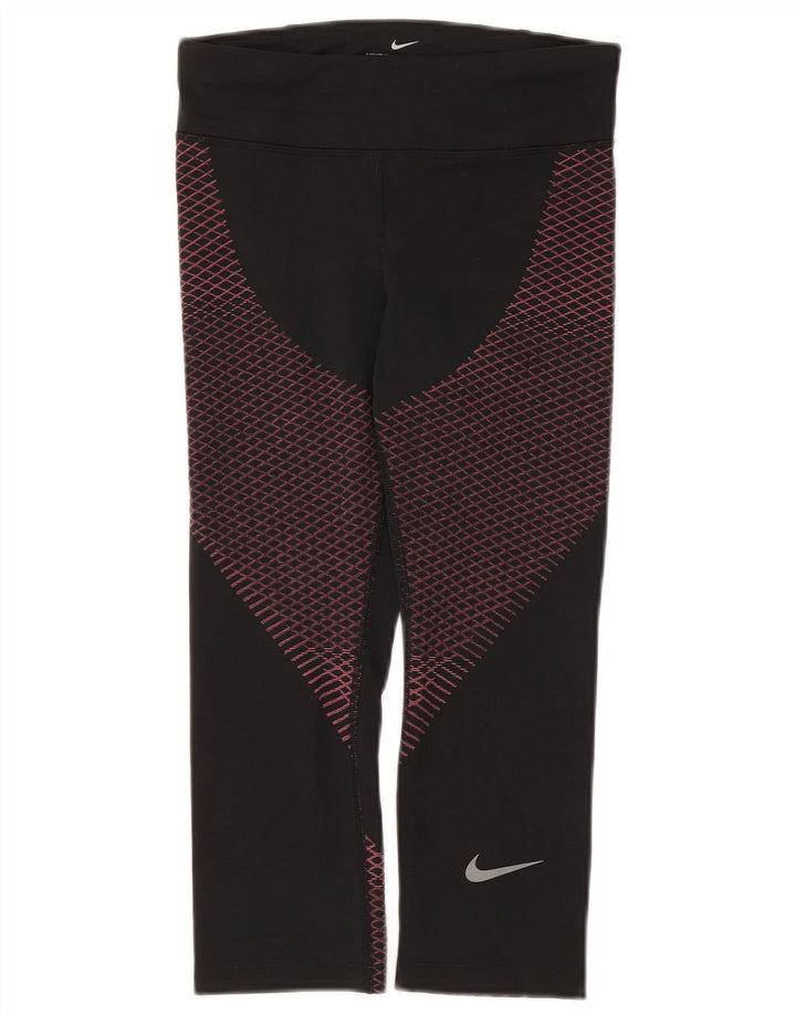 Leggings Nike Dri Fit Capri UK 8 Pequeno Poliéster Geométrico Preto
