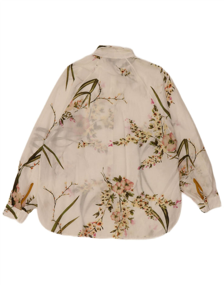 Camisa feminina Massimo Dutti transparente oversized EU 36 XS branco floral