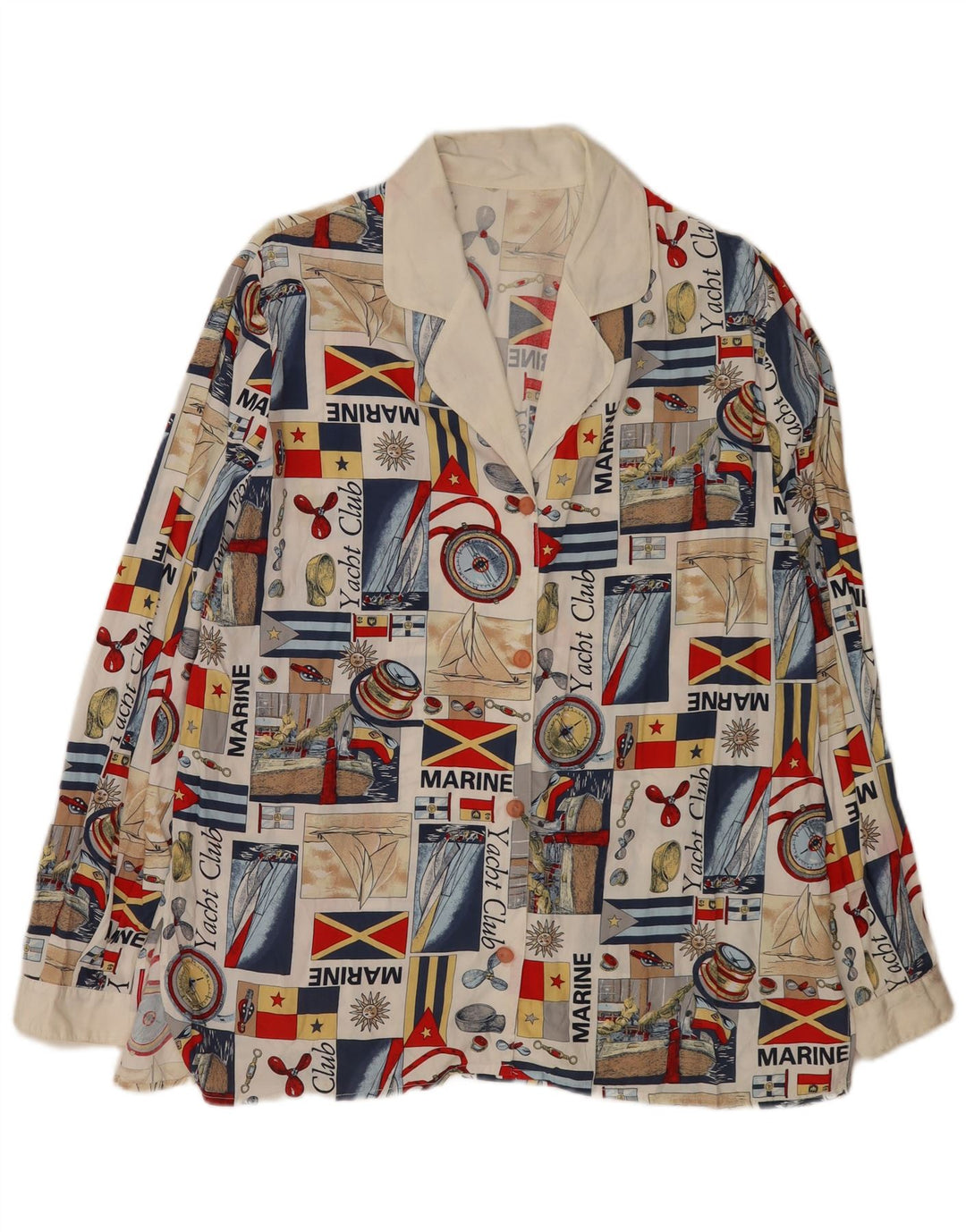 Blusa feminina vintage com estampa gráfica abstrata Reino Unido 16 grande multicolorida