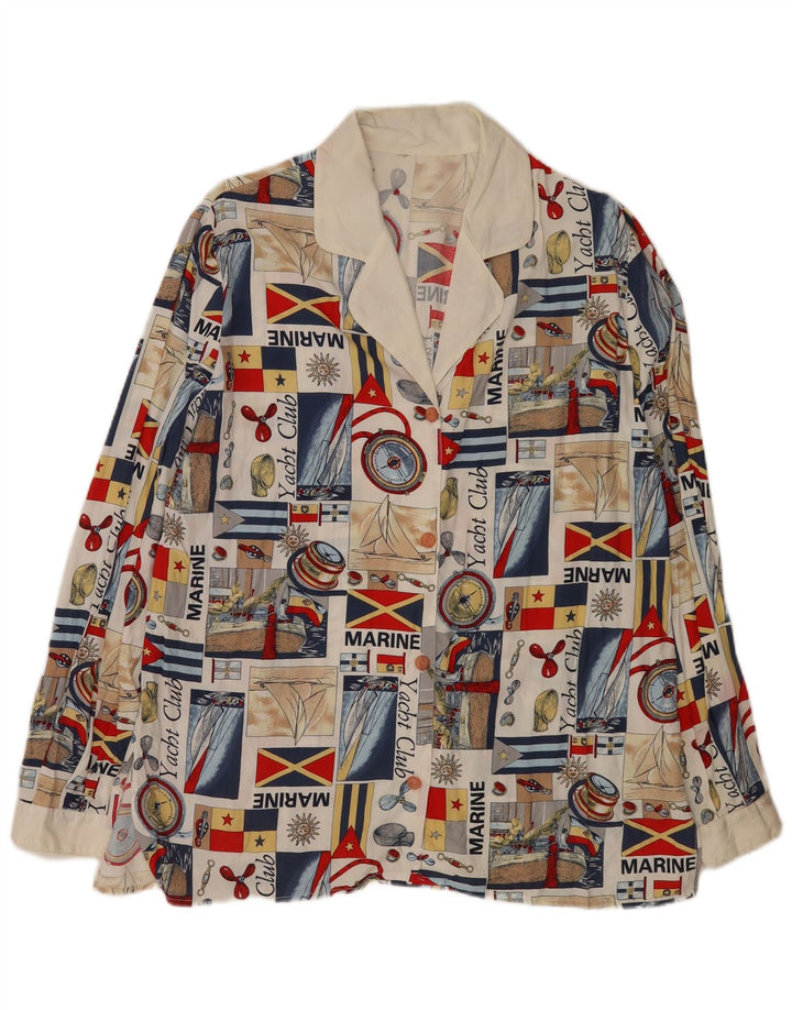 Blusa feminina vintage com estampa gráfica abstrata Reino Unido 16 grande multicolorida