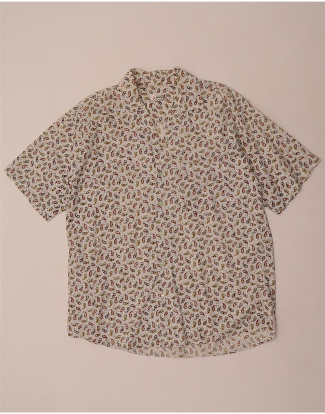 Camisa masculina de manga curta Stefanel grande branca Paisley