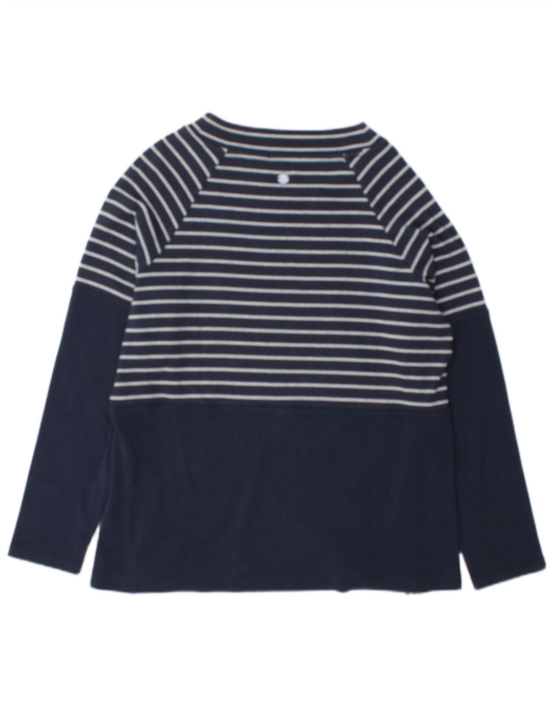 Top feminino Barbour de manga comprida UK 12 algodão listrado azul marinho médio