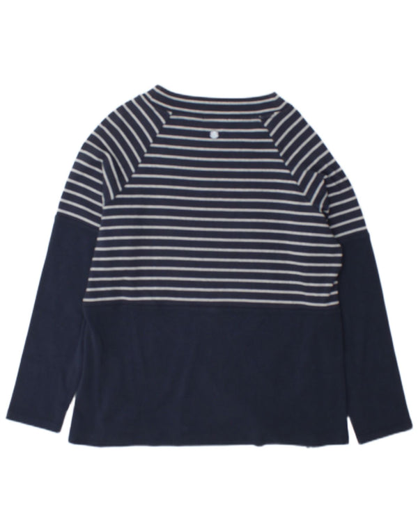 Top feminino Barbour de manga comprida UK 12 algodão listrado azul marinho médio