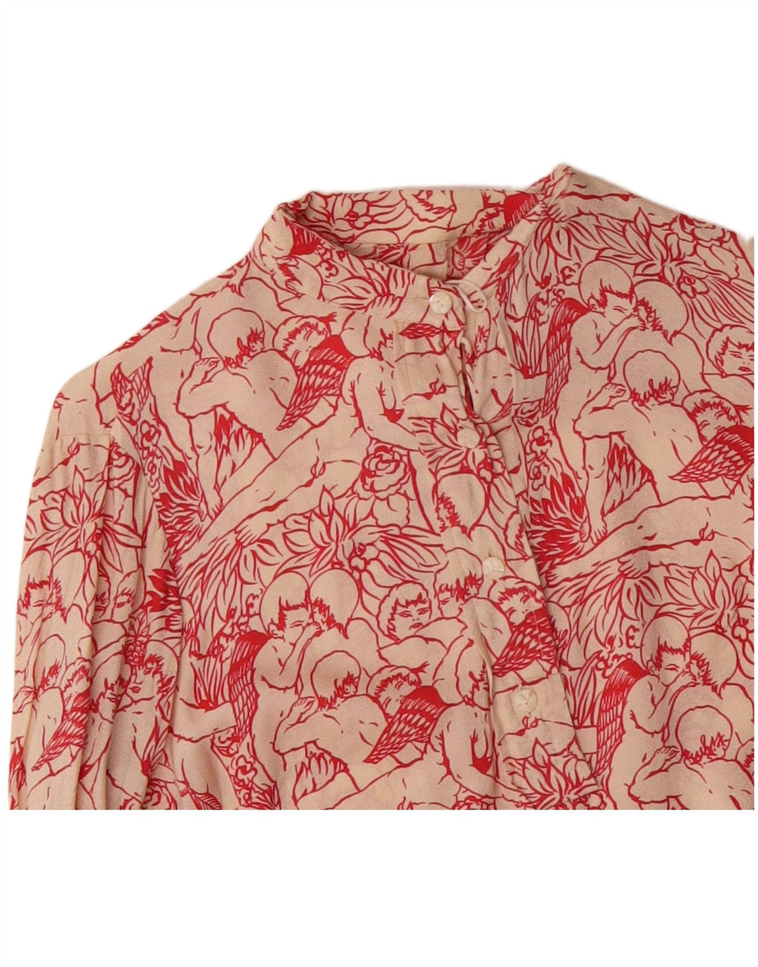 Blusa feminina VINTAGE com camisa gráfica UK 12 médio branco