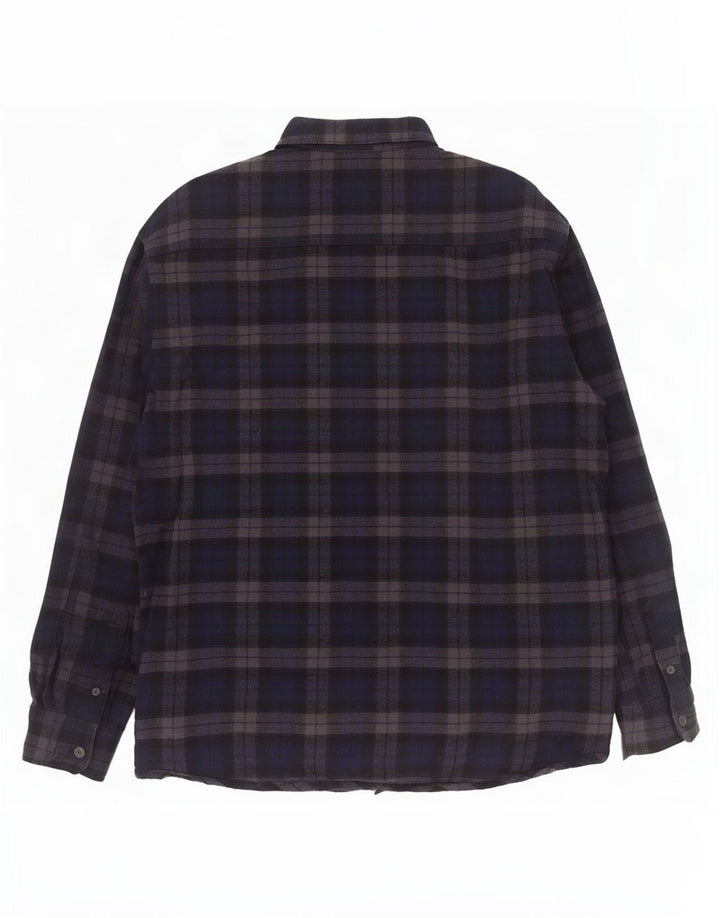 Camisa masculina vintage de flanela de lenhador médio azul marinho algodão Chevron