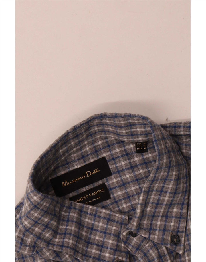 Camisa masculina Massimo Dutti xadrez cinza médio