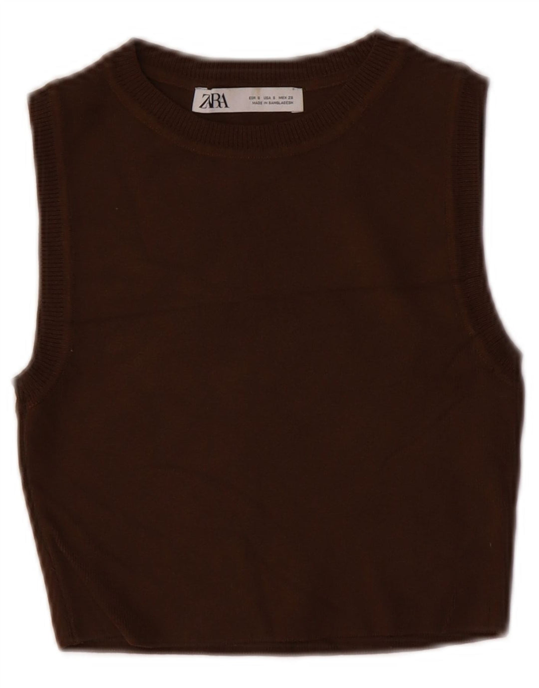 Zara Womens Vest Tank Top UK 8 Pequeno Marrom Viscose