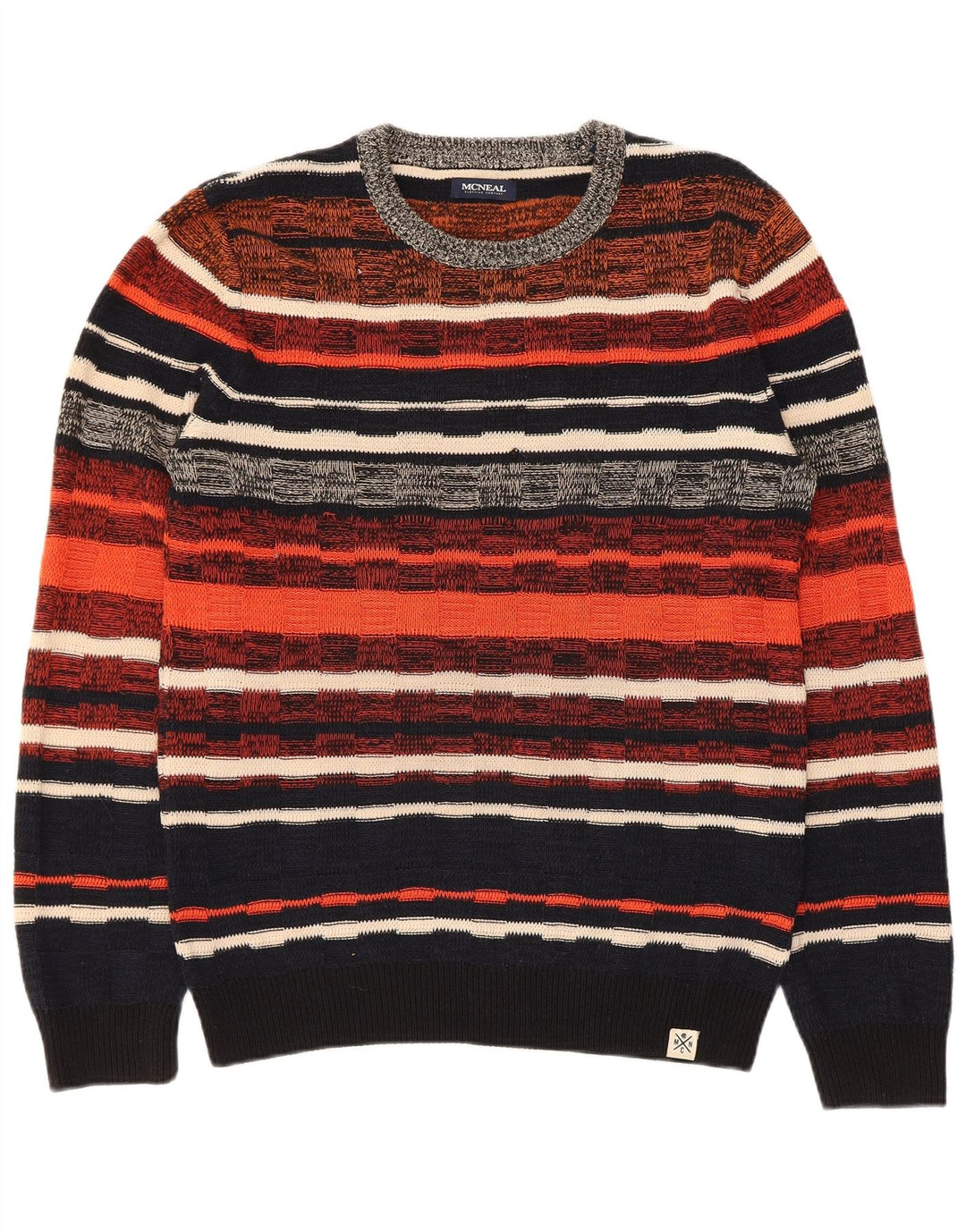 Suéter masculino McNeal com gola redonda listrado médio multicolorido