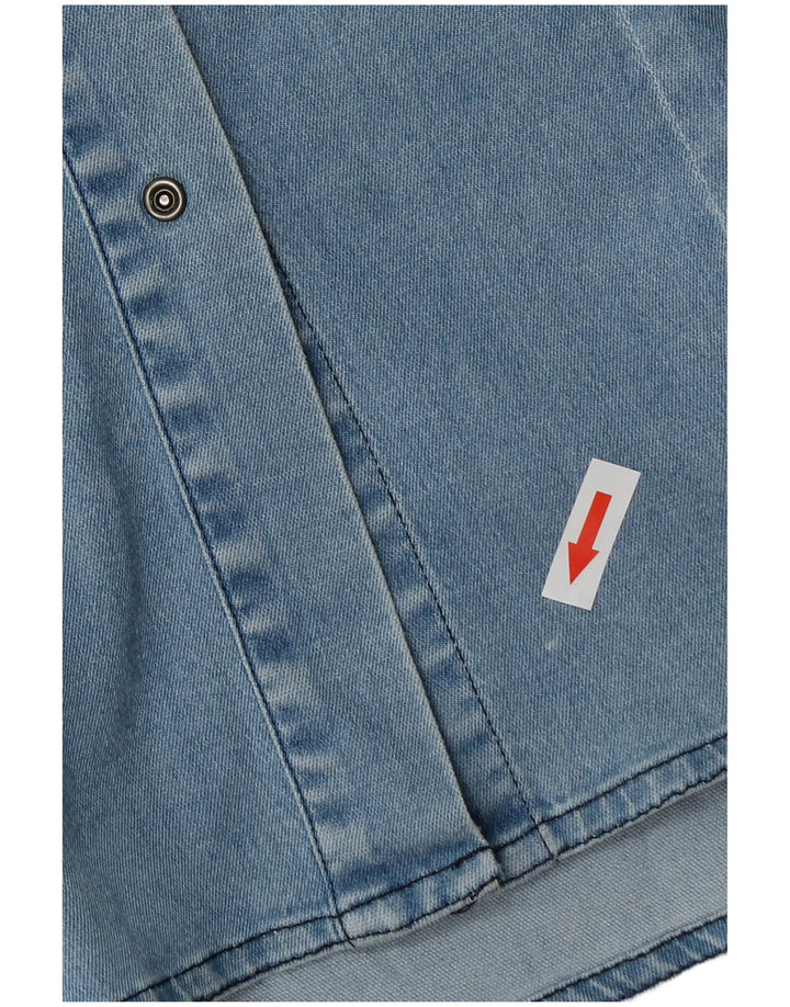 Camisa jeans feminina Max Mara UK 12 algodão azul médio