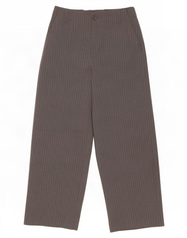Calça feminina Zara cintura alta cortada pequena W26 L25 risca de giz cinza