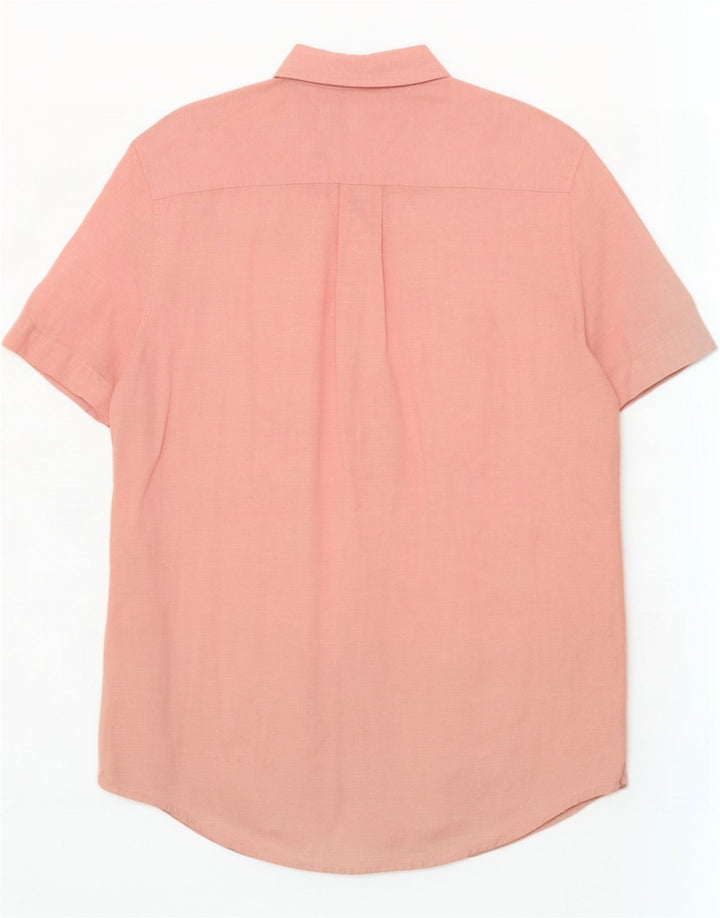 Tommy Hilfiger Camisa masculina de manga curta regular fit pequena rosa linho