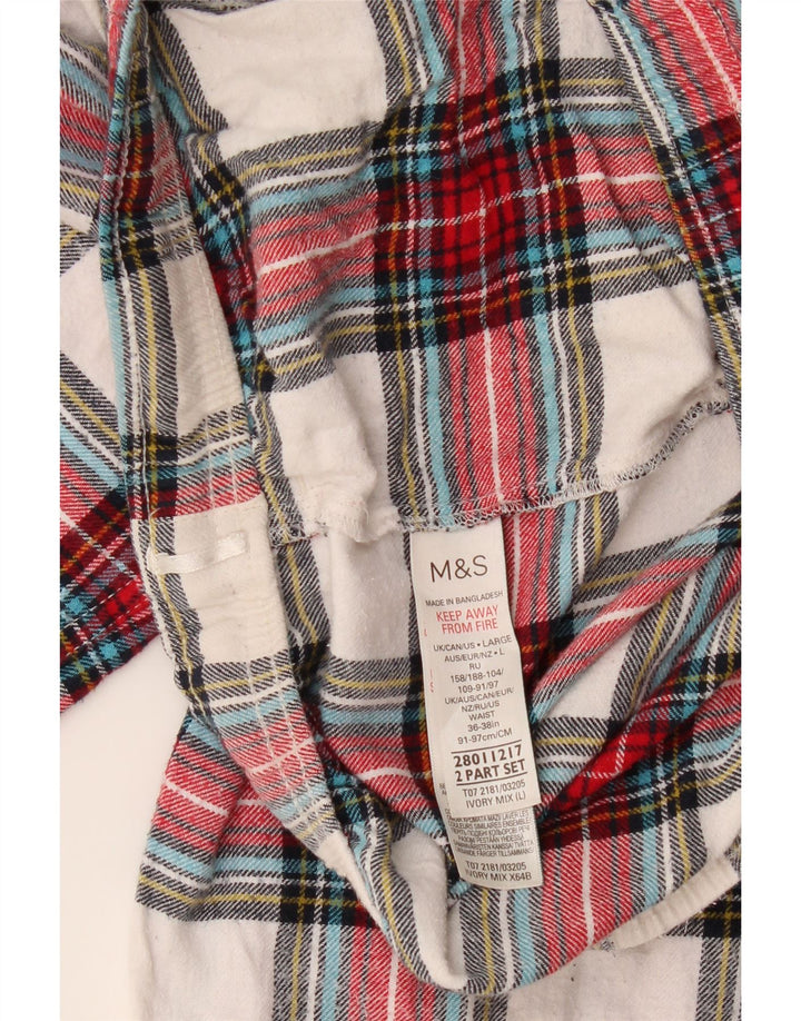 Calça chino feminina Marks & Spencer grande W34 L26 xadrez multicolorido