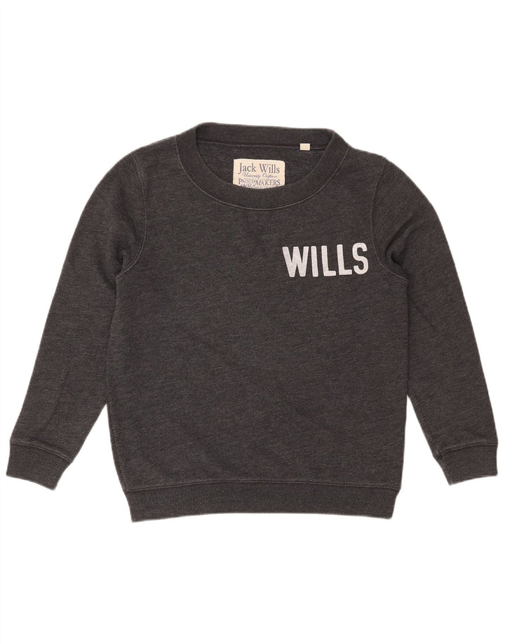 JACK WILLS Suéter feminino com estampa grande e grande Reino Unido 8 pequeno cinza
