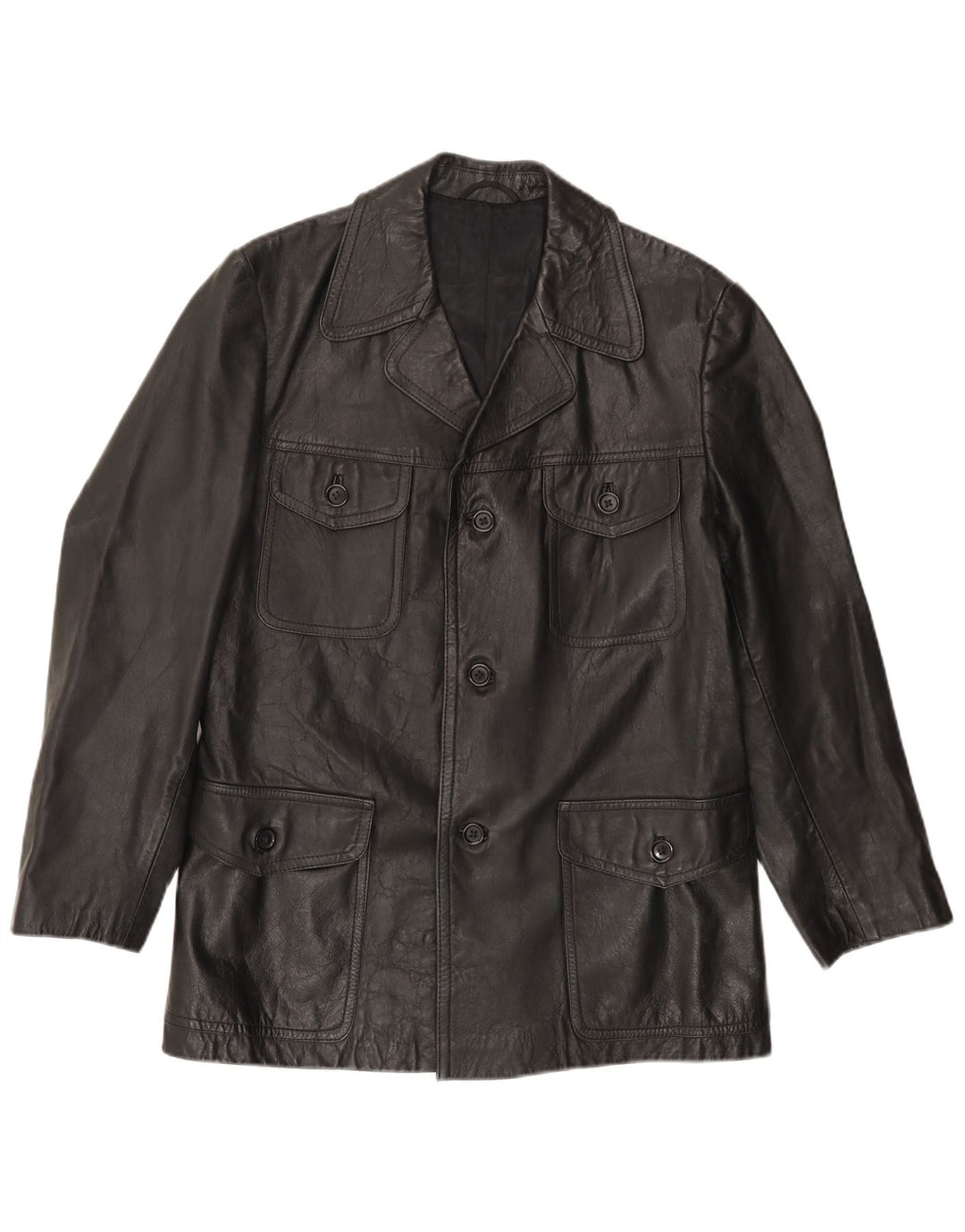 Jaqueta de couro masculina VINTAGE UK 38 média preta