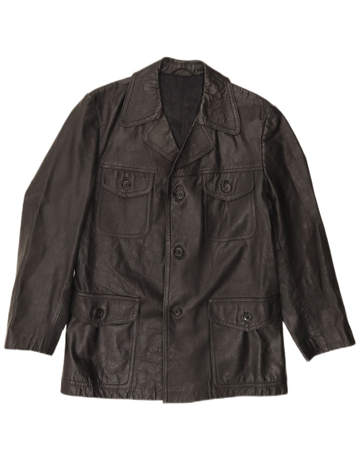 Jaqueta de couro masculina VINTAGE UK 38 média preta
