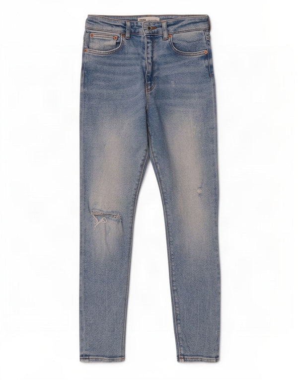 Calça jeans skinny feminina Zara cintura alta desgastada UE 38 pequena W28 L28 azul