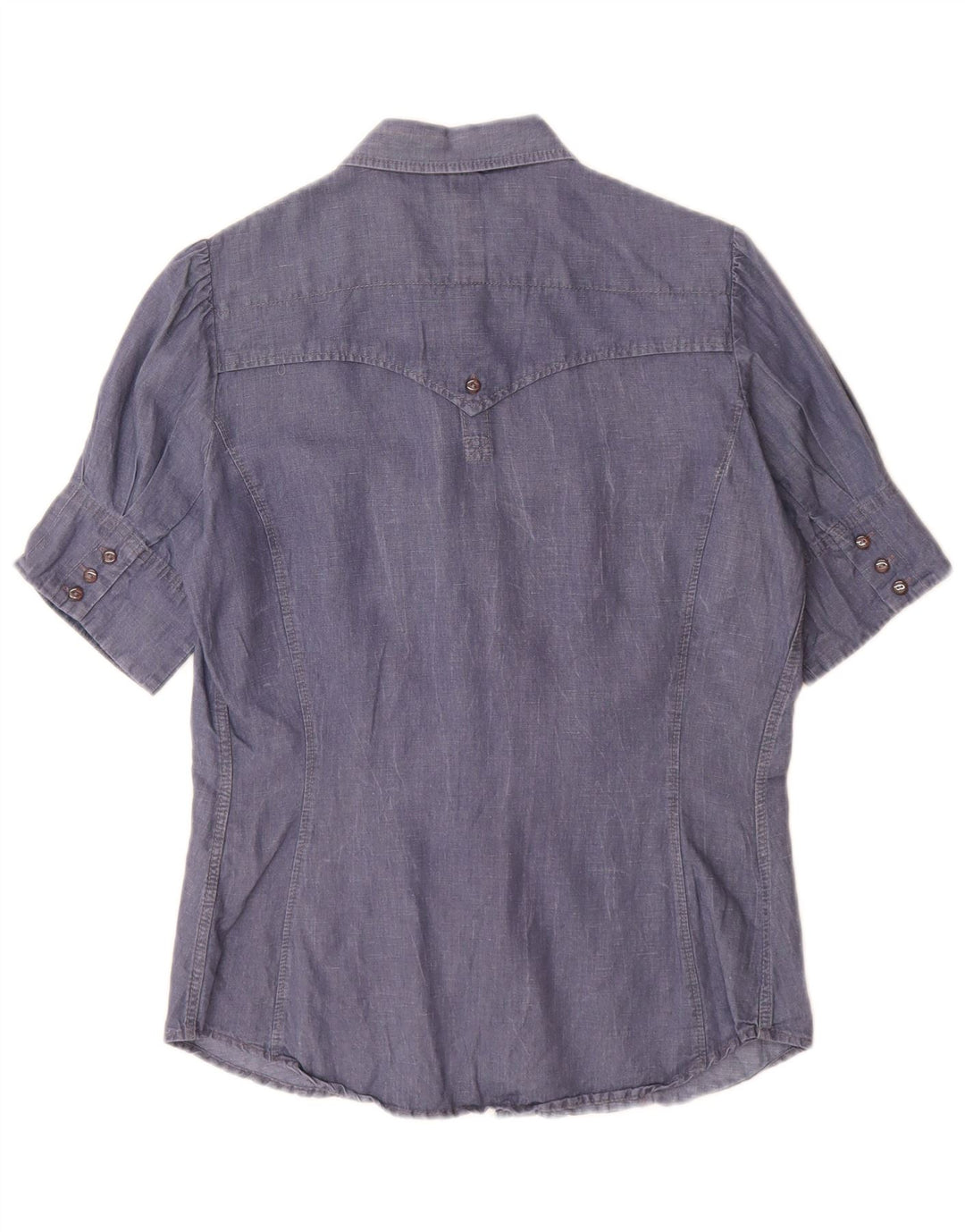 Camisa feminina de manga curta Levi's UK 14 grande algodão azul