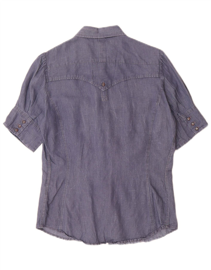 Camisa feminina de manga curta Levi's UK 14 grande algodão azul