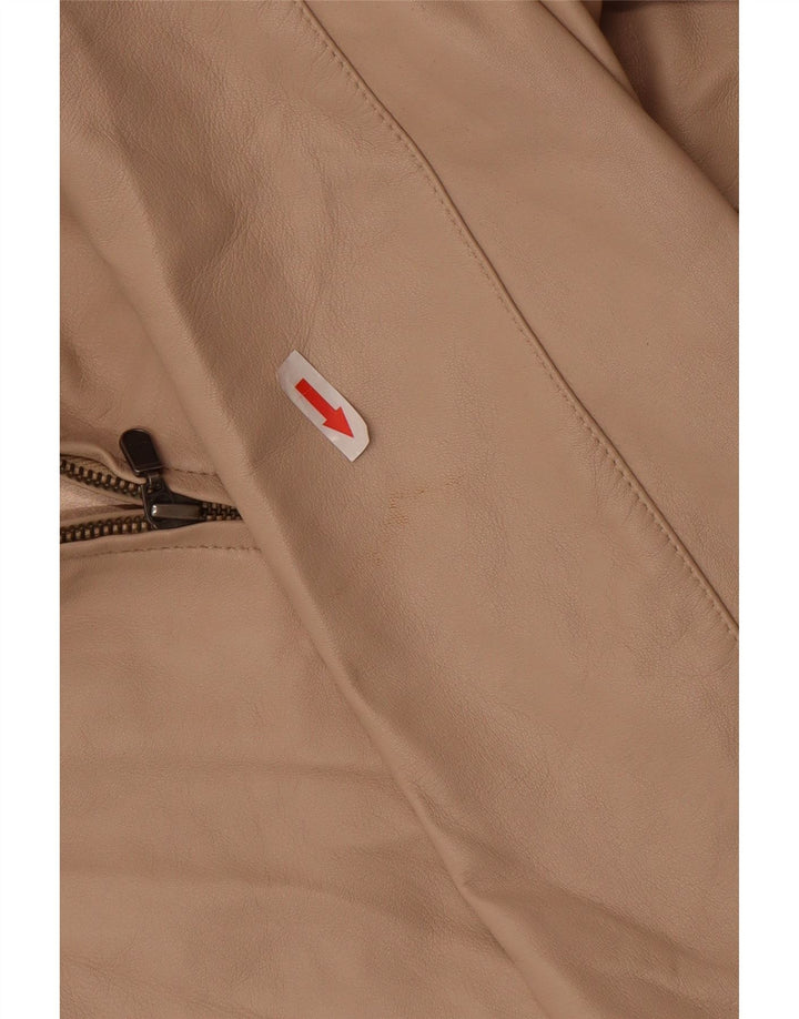 Jaqueta de couro feminina Lakeland Reino Unido 12 couro bege médio