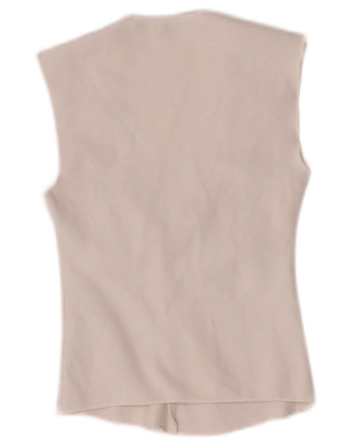 Blusa feminina sem mangas Zara Top UK 8 pequena viscose branca