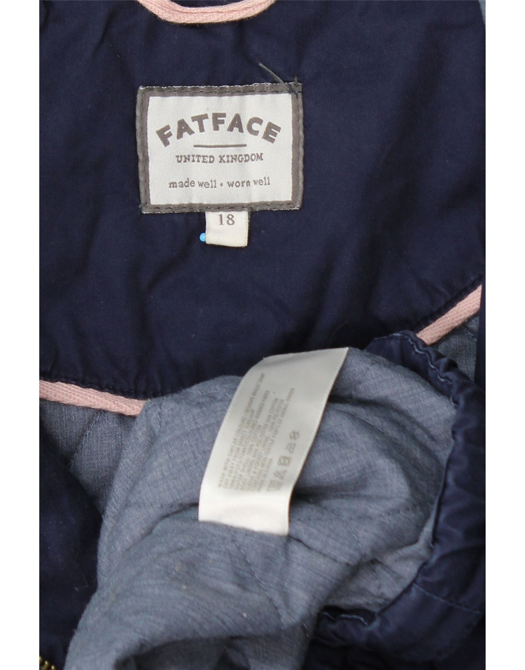 Jaqueta Parka com capuz feminina Fat Face Reino Unido 18 XL algodão azul marinho