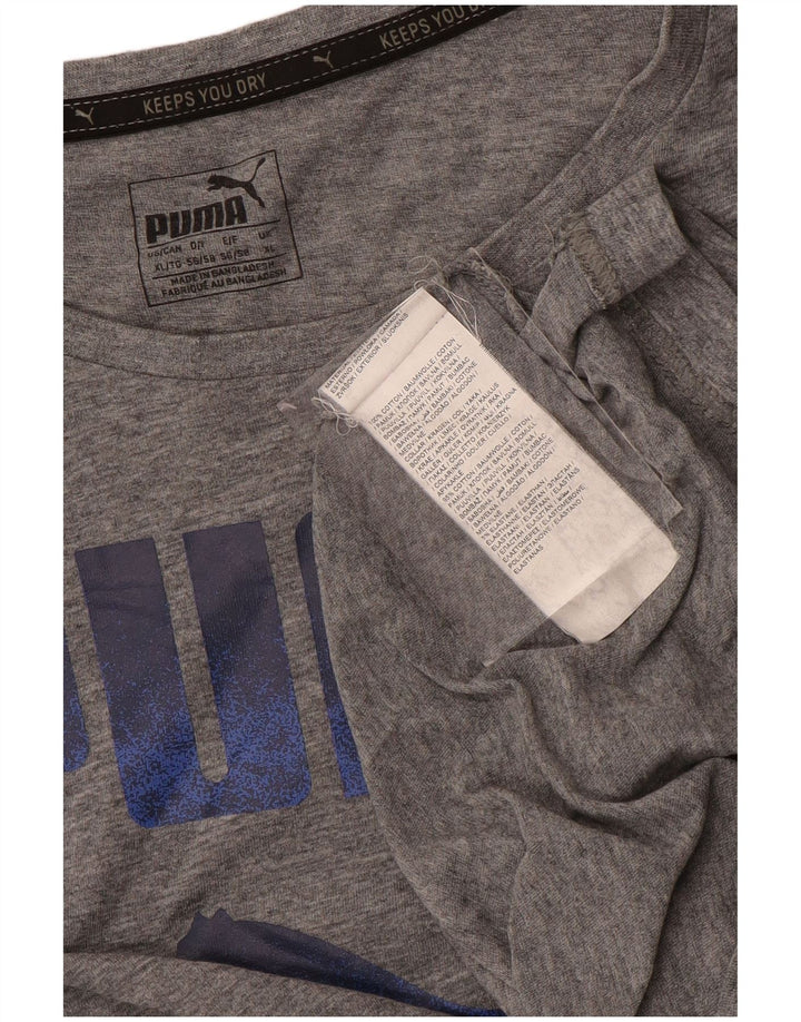 Camiseta masculina Puma Graphic Top XL cinza manchado de algodão
