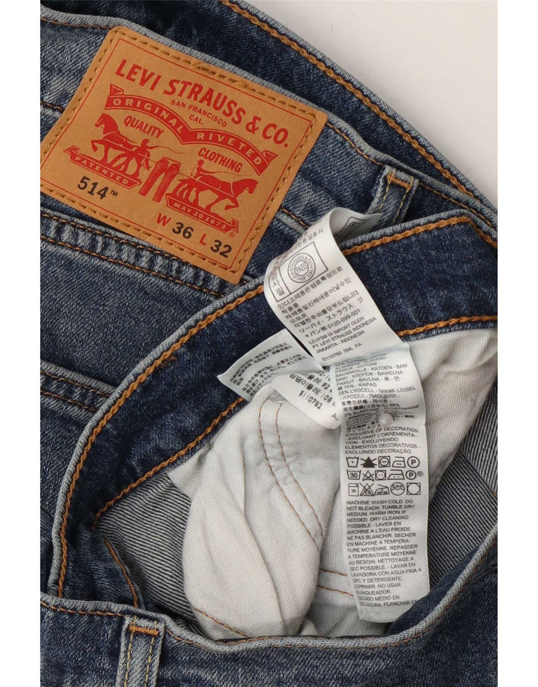 Levi's Masculino 514 Straight Jeans W36 L32 Azul Algodão