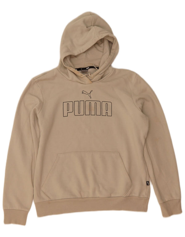 Puma feminino gráfico moletom com capuz Reino Unido 14 algodão bege médio