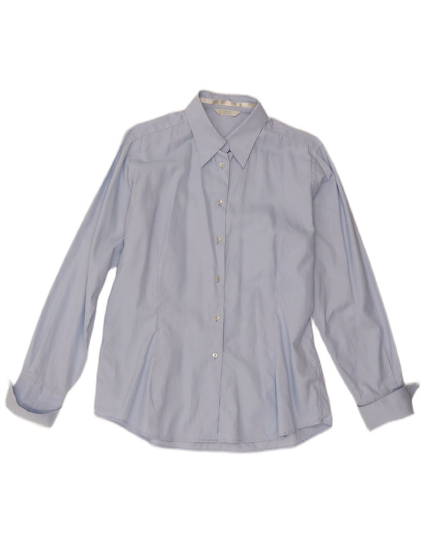 Camisa formal feminina Marks & Spencer UK16 grande algodão azul