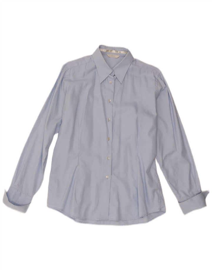 Camisa formal feminina Marks & Spencer UK16 grande algodão azul