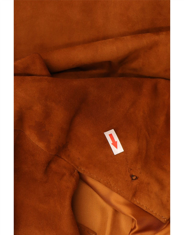 Sobretudo feminino Jolly de camurça grande IT 50 XL couro marrom