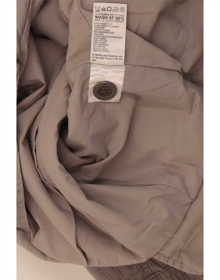 Jaqueta blazer feminina Marks & Spencer manga curta com 2 botões Reino Unido 16 grande cinza