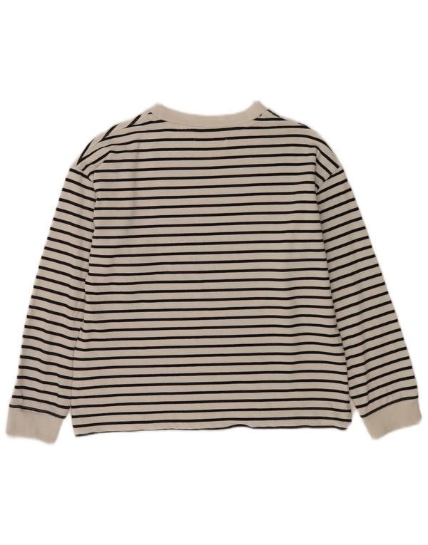 Zara Girls Top manga comprida 11-12 anos algodão listrado branco