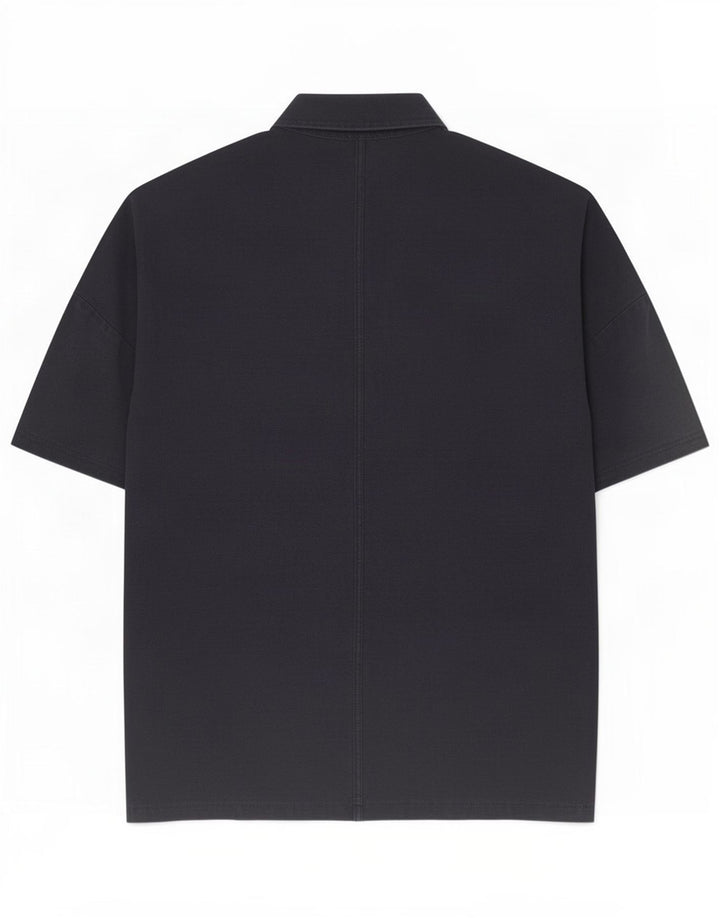 Cos Camisa masculina de manga curta de algodão azul marinho médio