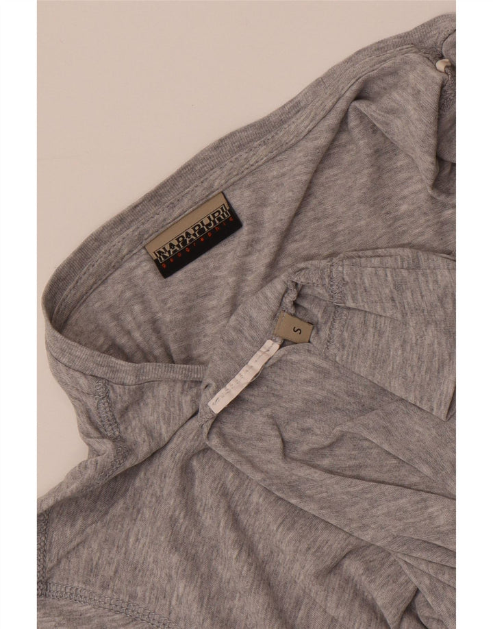 Camiseta masculina geográfica Napapijri pequena cinza