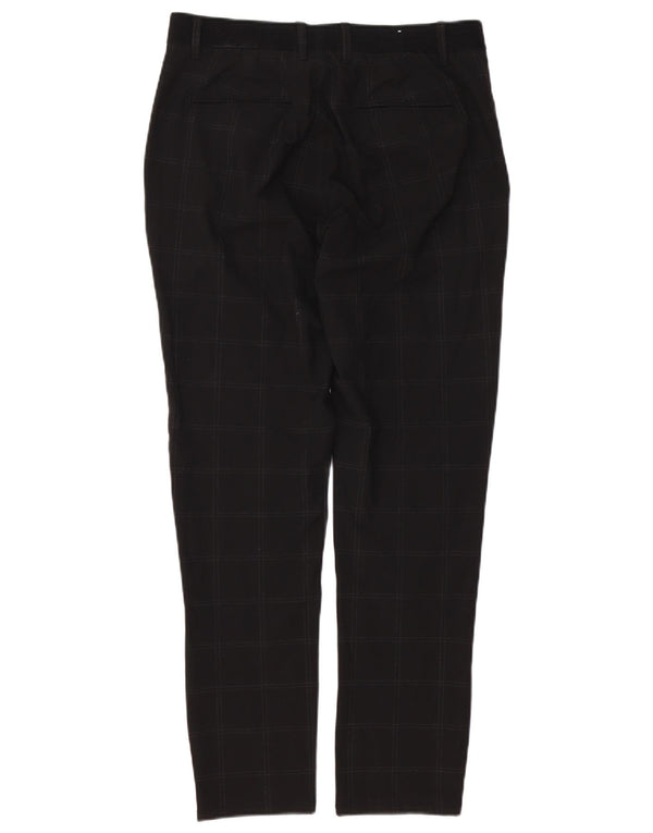 Zara Mens Slim Chino Calças Médias W31 L30 Xadrez Preta