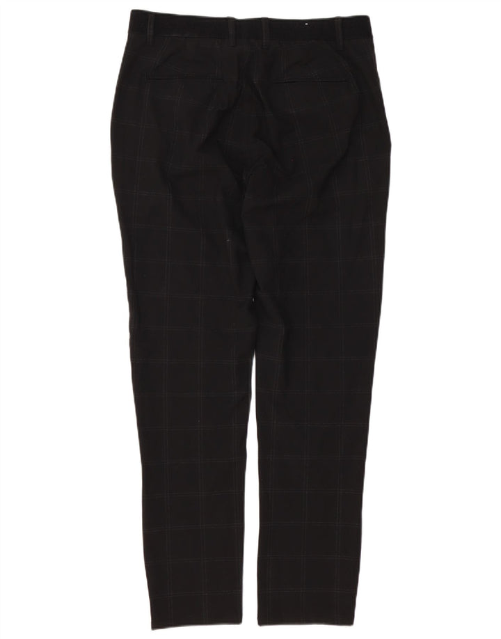 Zara Mens Slim Chino Calças Médias W31 L30 Xadrez Preta