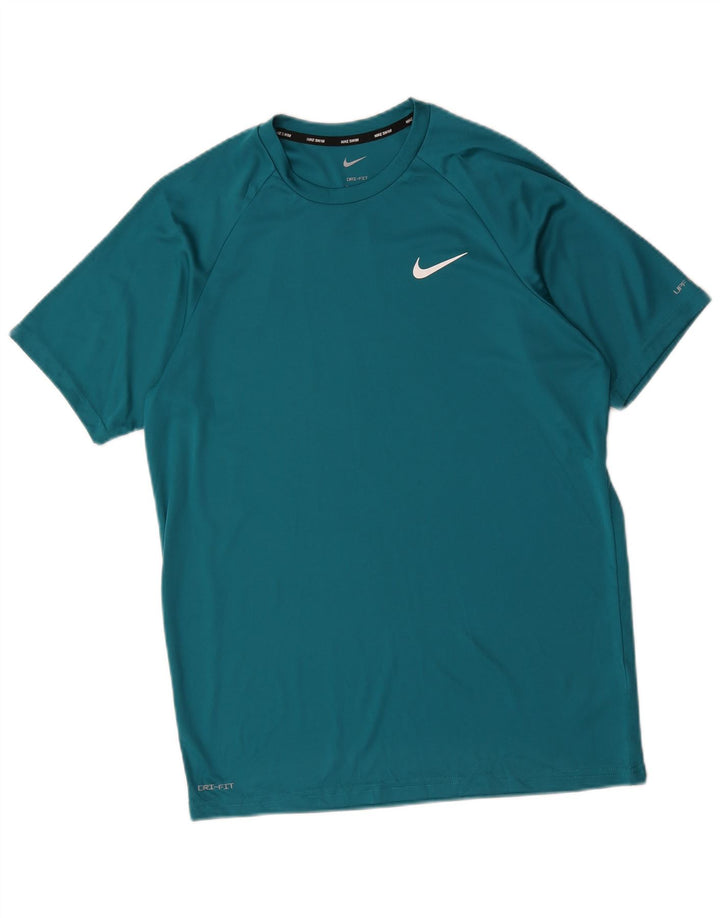 Nike Mens Dri Fit Camiseta Top Médio Azul Poliéster