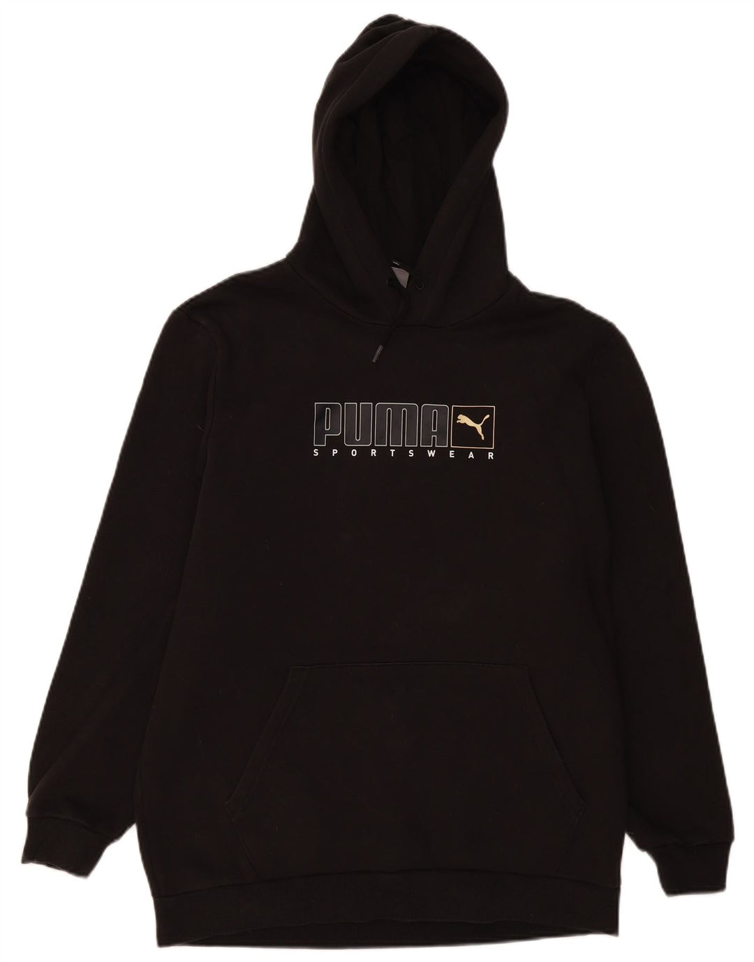 PUMA Mens Graphic Hoodie Jumper Grande Algodão Preto