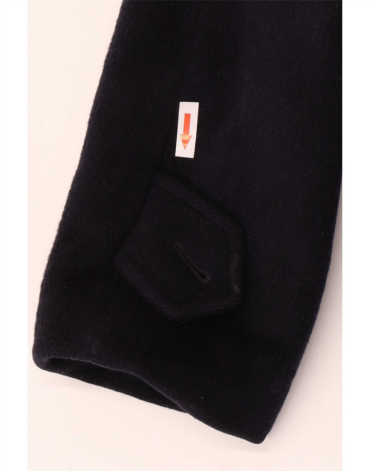 Sobretudo masculino vintage UK 36 pequeno lã azul marinho