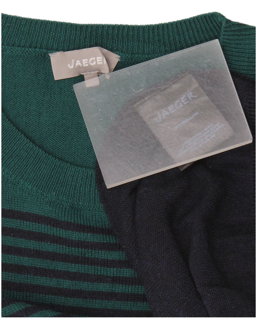 Suéter masculino Jaeger com gola redonda, grande lã colorblock azul marinho